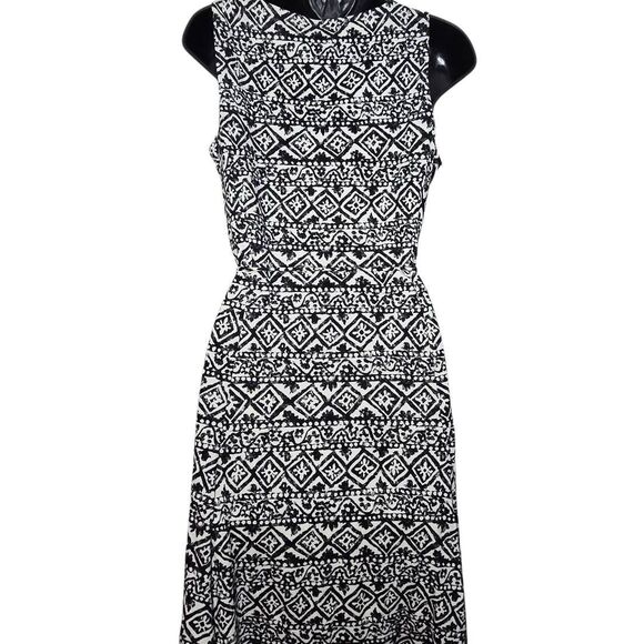Lauren Ralph Lauren Dress Size Small Sleeveless Black White Print Lined Jersey - Picture 5 of 7